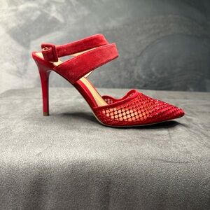 NEW ANTONIO MELANI EMME SUEDE MESH RHINESTONE PUMPS Shoes SZ 9 Dorothy